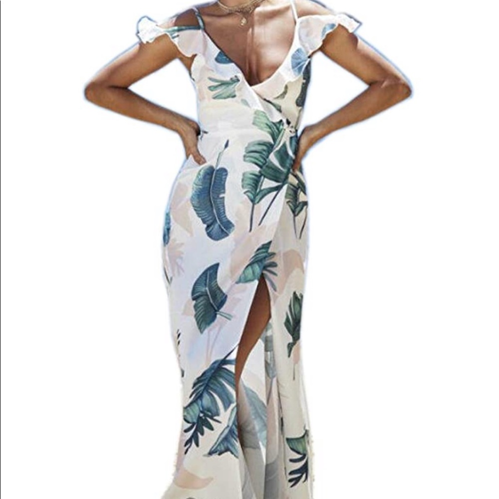 Sexy Split Floral Off-Shoulder Beach Party Maxi